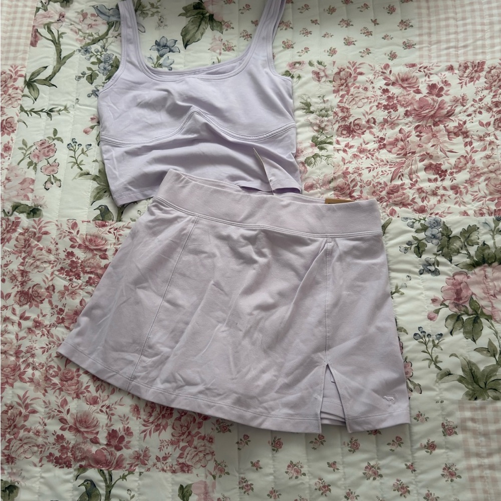 PINK Victoria's Secret Lavender Active Crop Top & Skort
